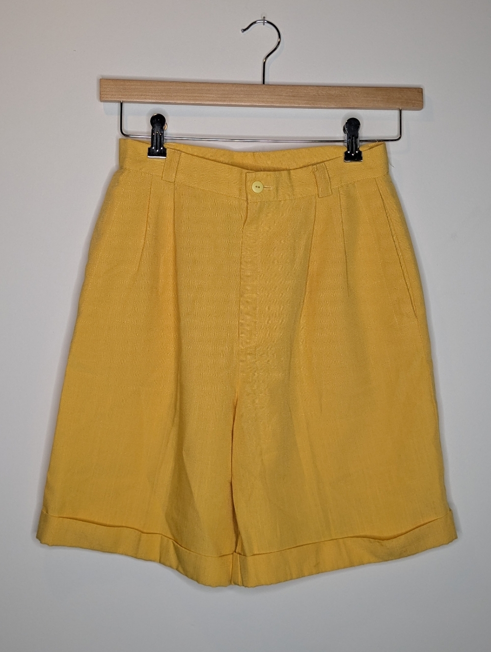 Vintage Yellow High-Rise Pleated Shorts
